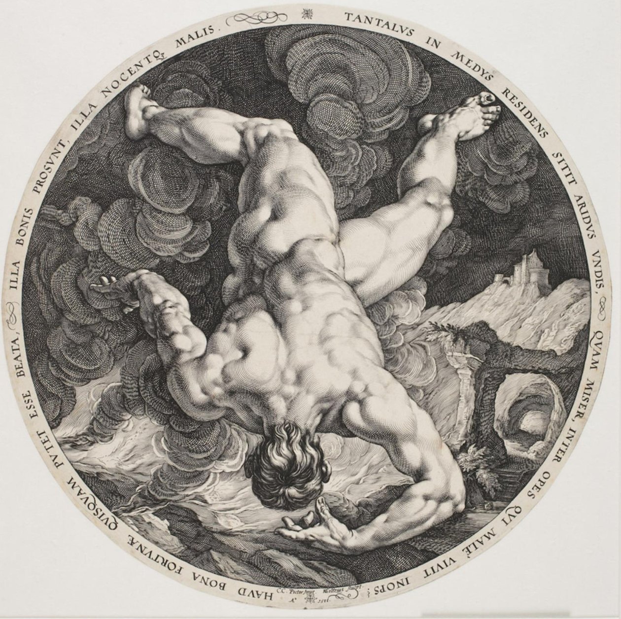 Čtyři hanobníci - Tantalus od Hendrick Goltzius