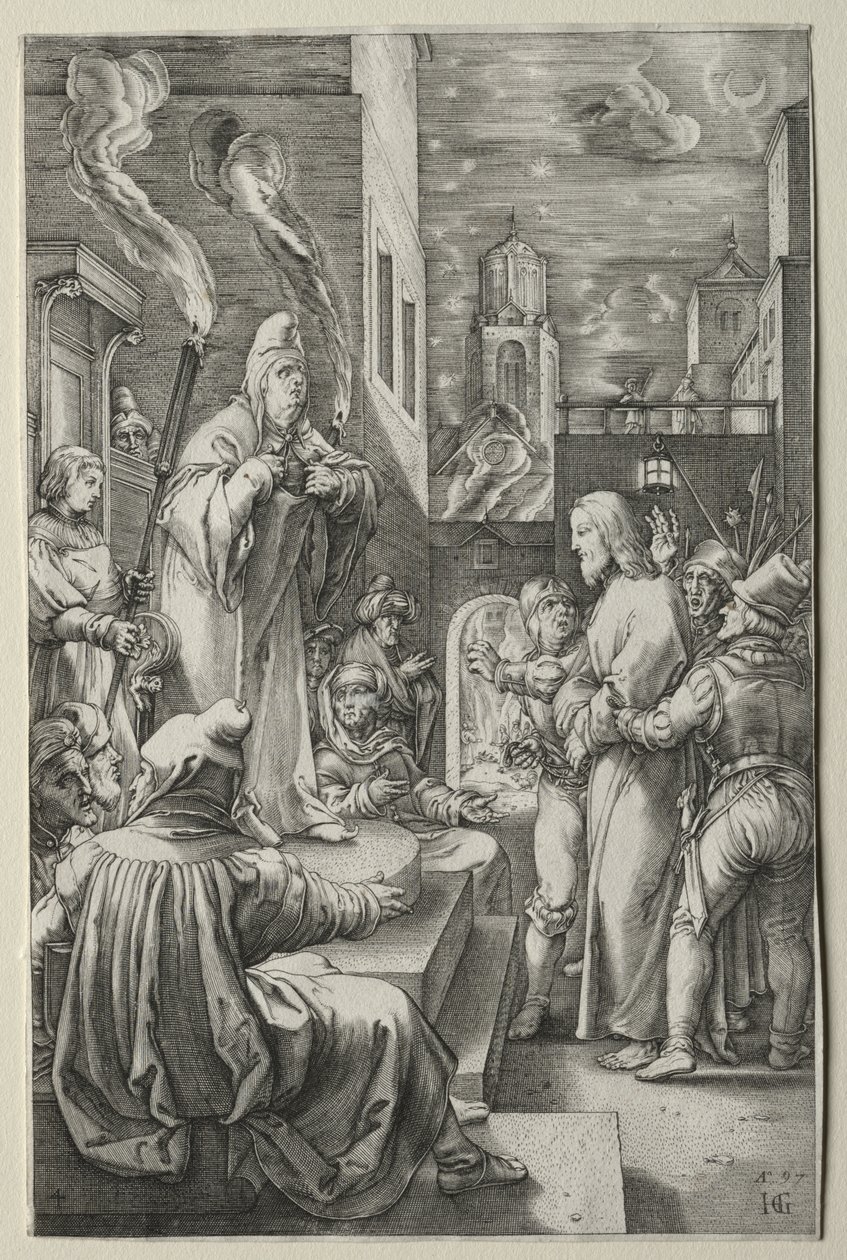 Umučení: Kristus před Kaifášem od Hendrick Goltzius