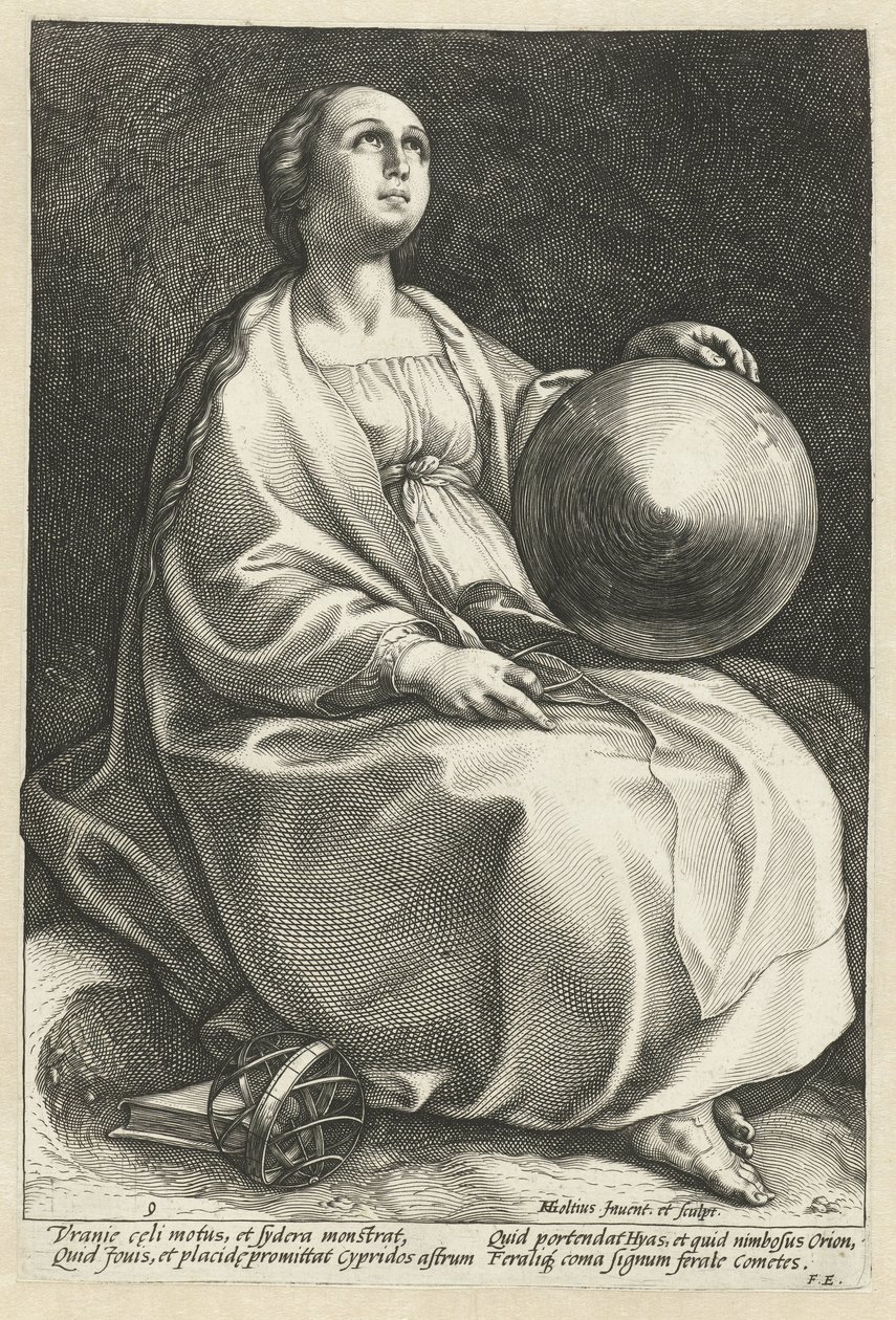 Urania Devět múz (název série) od Hendrick Goltzius