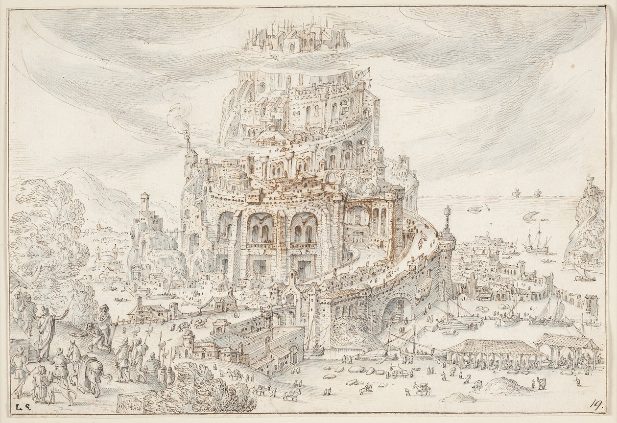 Babylonská věž od Hendrick van Cleve III