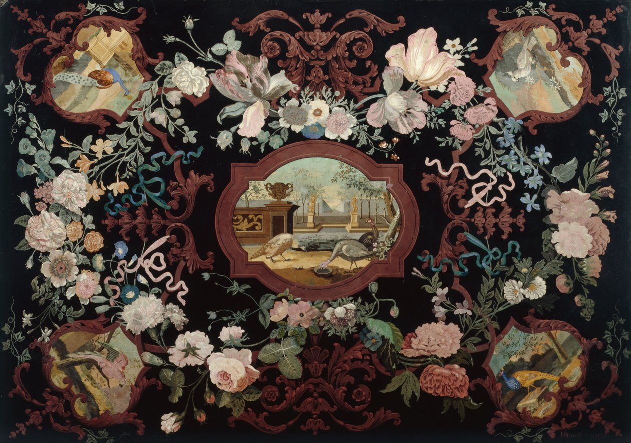 Stolní deska Scagolia, 1715 (lakované dřevo) od Hendrik Busch