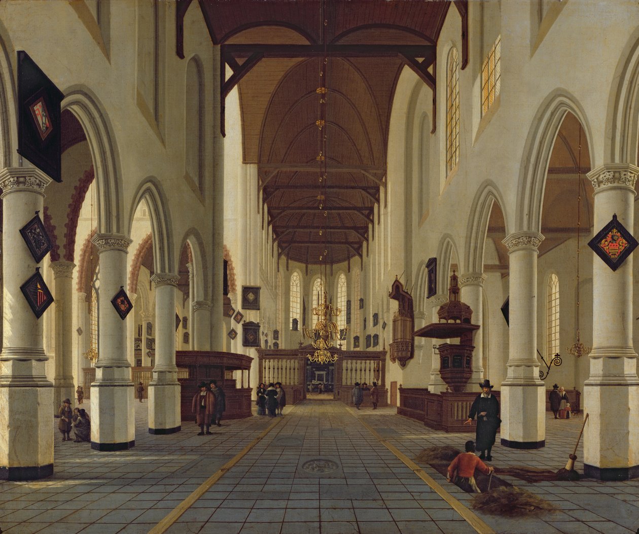 Interiér Oude Kerk, Delft, c.1660-70 od Hendrik Cornelisz. van Vliet