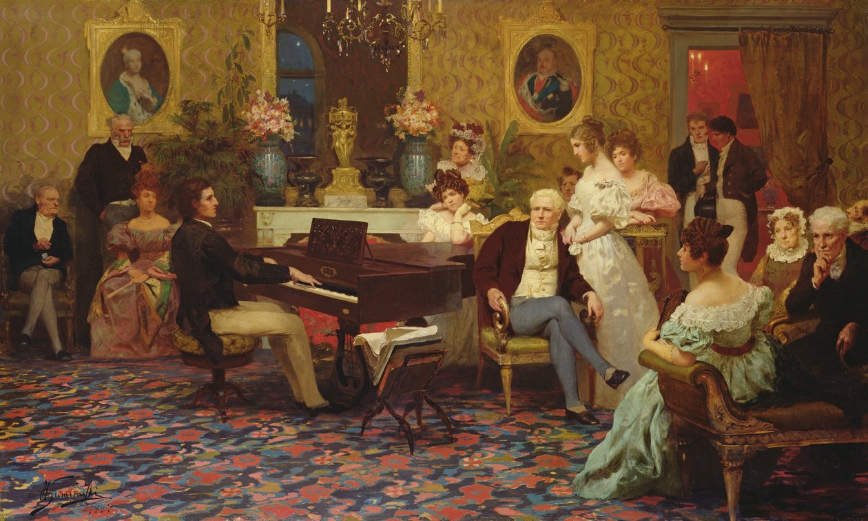 Chopin hraje na klavír v salonu prince Radziwilla, 1887 od Henryk Siemiradzki