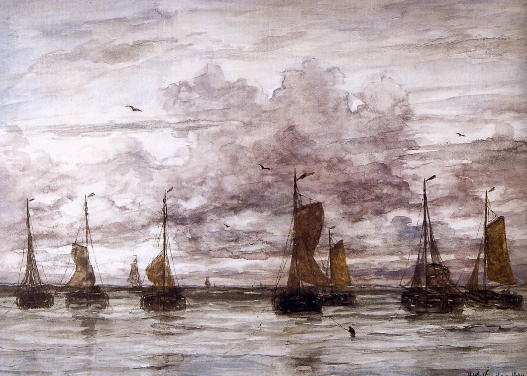 Lodě na kotvě od Hendrik Willem Mesdag