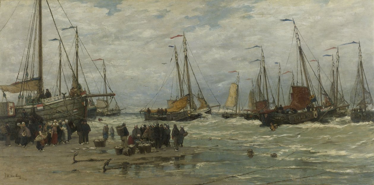 Fishing Pinks in Breaking Waves, c.1875-85 od Hendrik Willem Mesdag
