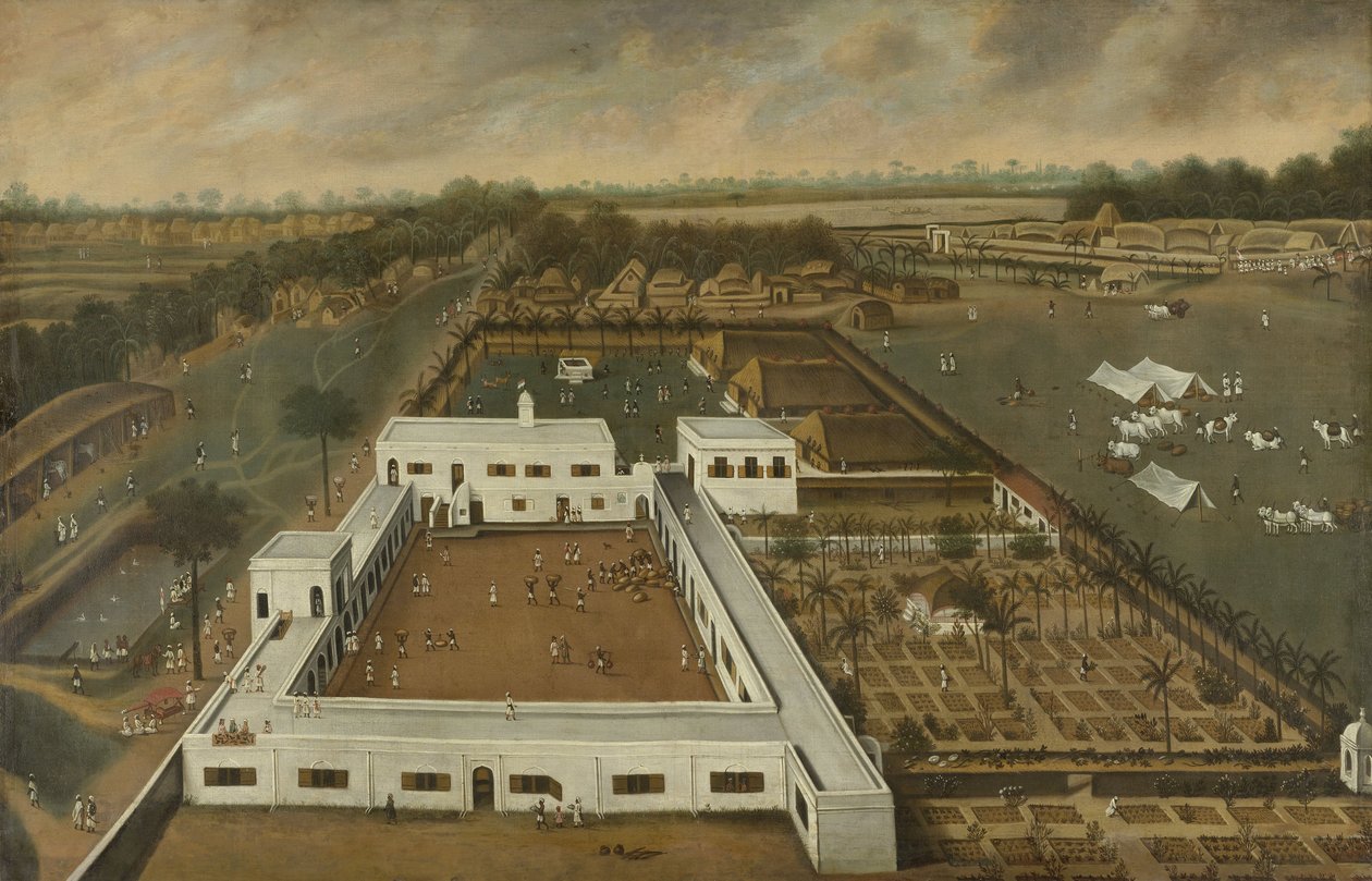 Holandská plantáž v Bengálsku, pravděpodobně chata VOC Kazimbazar, 1665 od Hendrik van Schuylenburgh