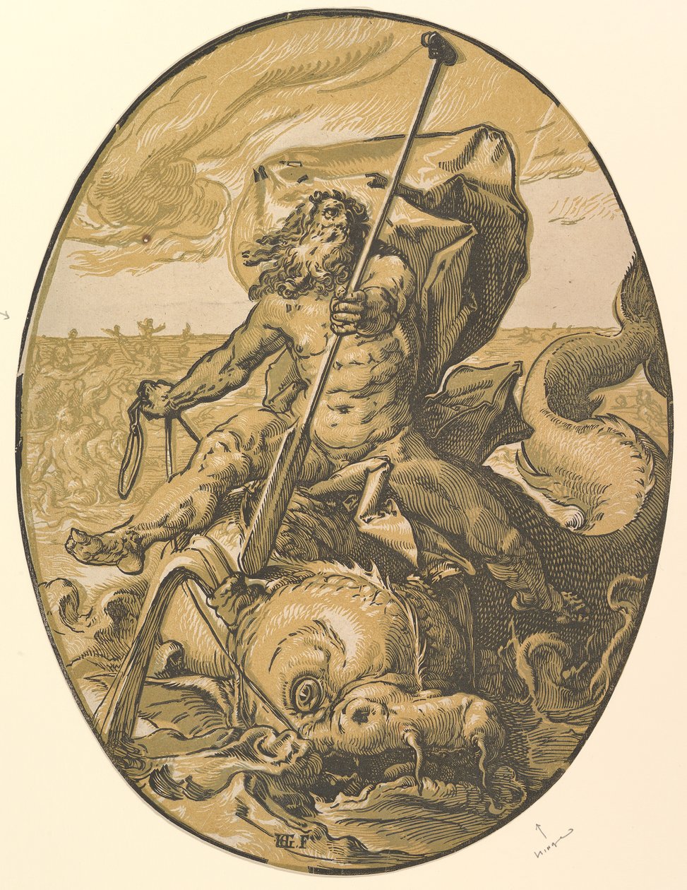 Oceanus, ca. 1589-90. od Hendrik Goltzius