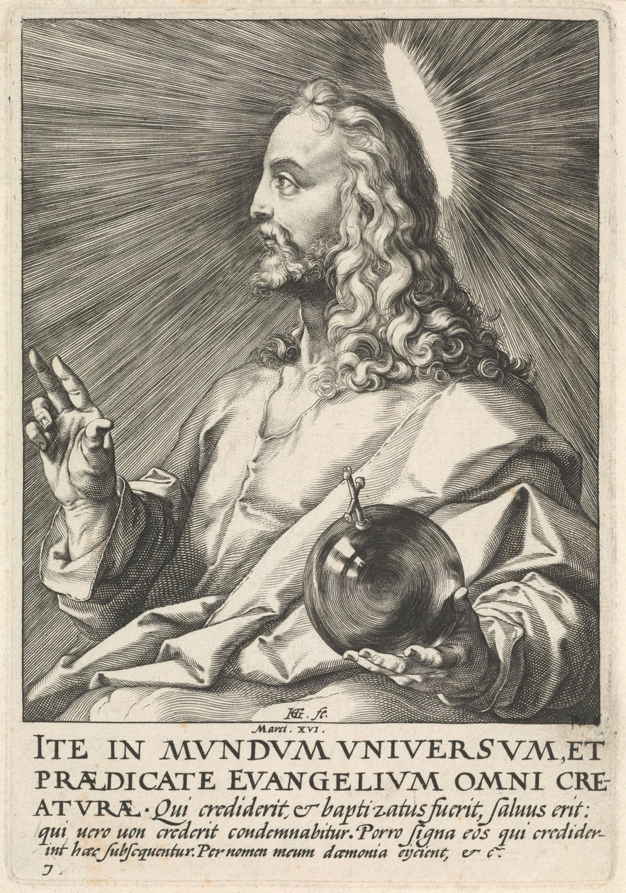 Salvator Mundi, c.1589 (rytina) od Hendrik Goltzius