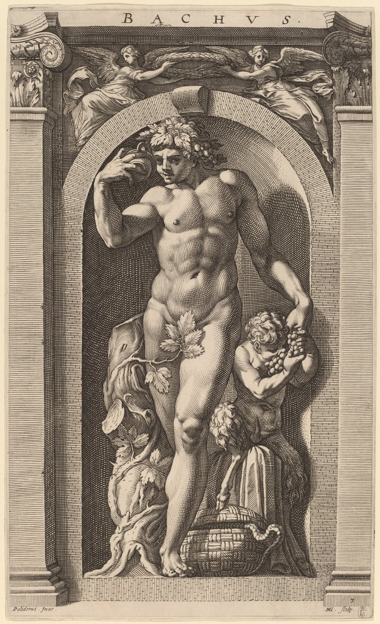 Bacchus od Hendrik Goltzius after Polidoro da Caravaggio