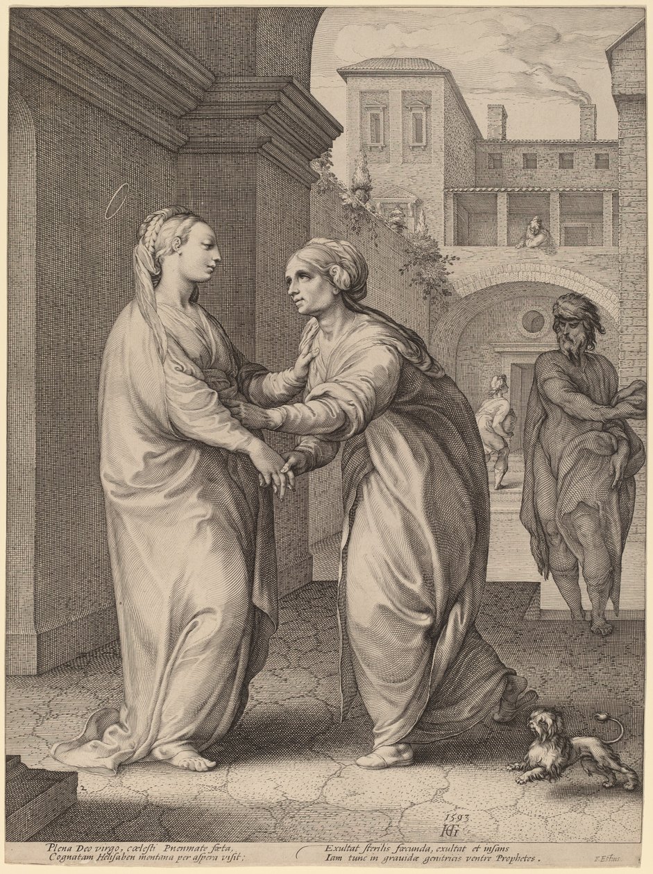 Návštěva od Hendrik Goltzius in the style of Parmigianino