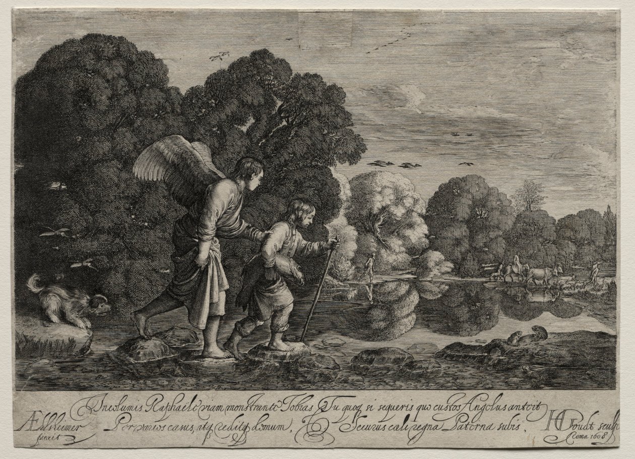 Tobias and the Angel malý talíř. od Hendrik Goudt