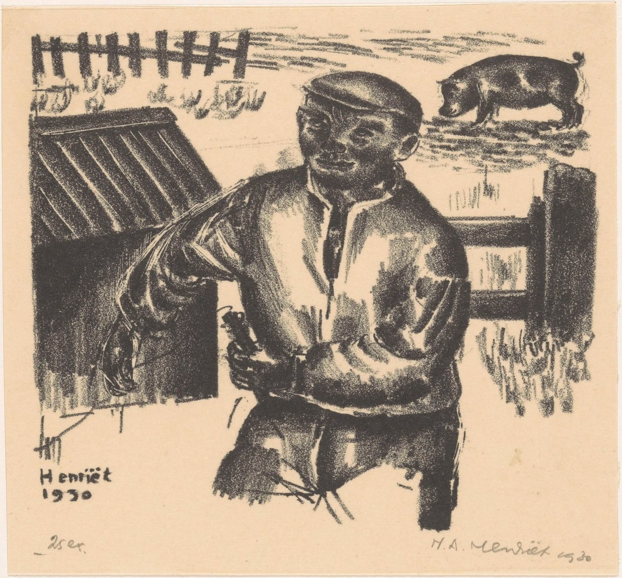 Farmář ve stodole od Henk Henriët