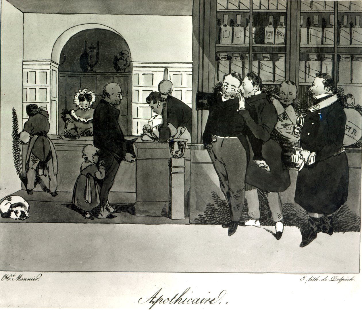 Lékárník, ryl Delpech od Henri Bonaventure Monnier