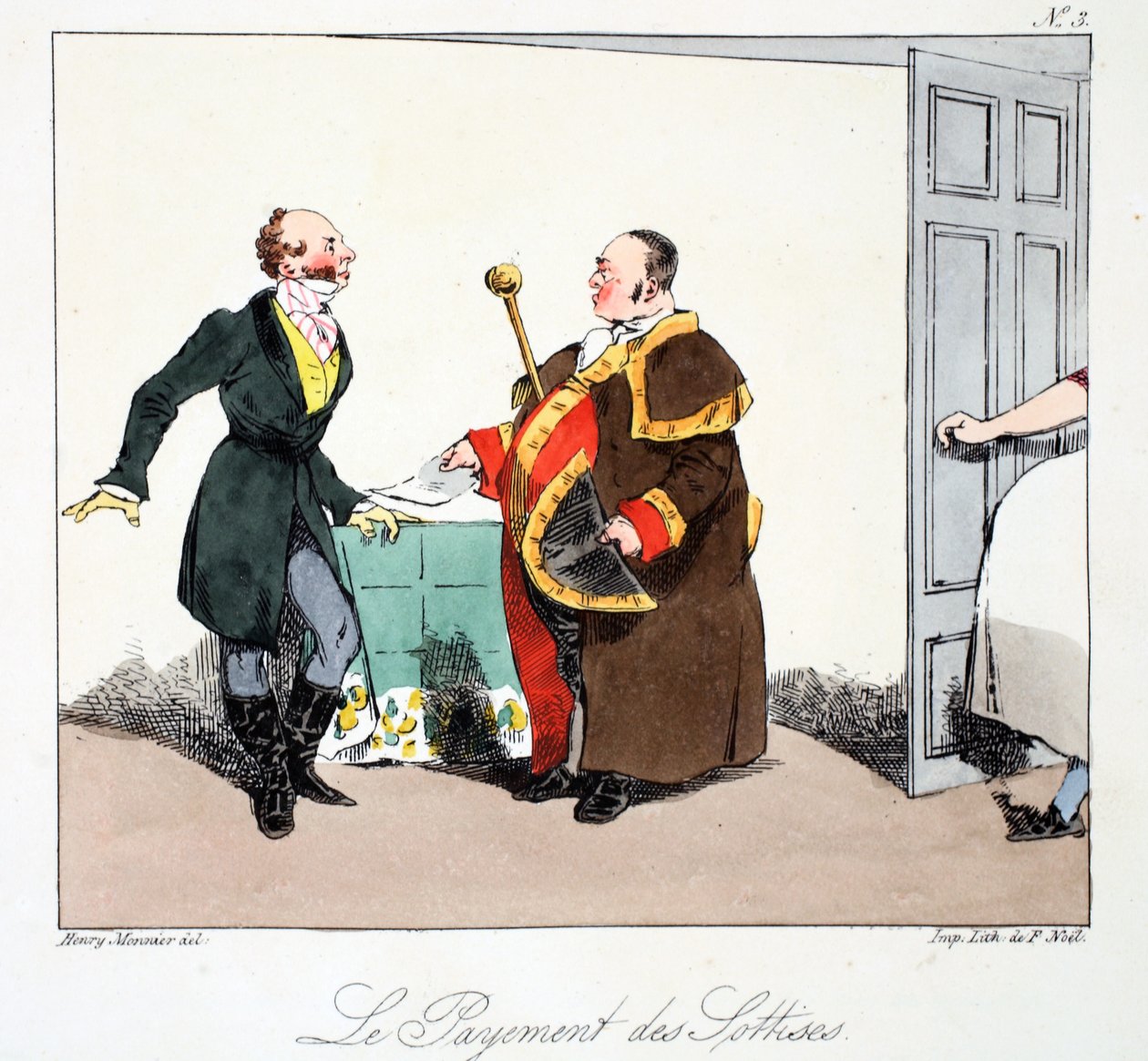 Le Payement des Sottises, ilustrace z knihy Henriho Monniera "Moeurs Administratives, Dessinées D