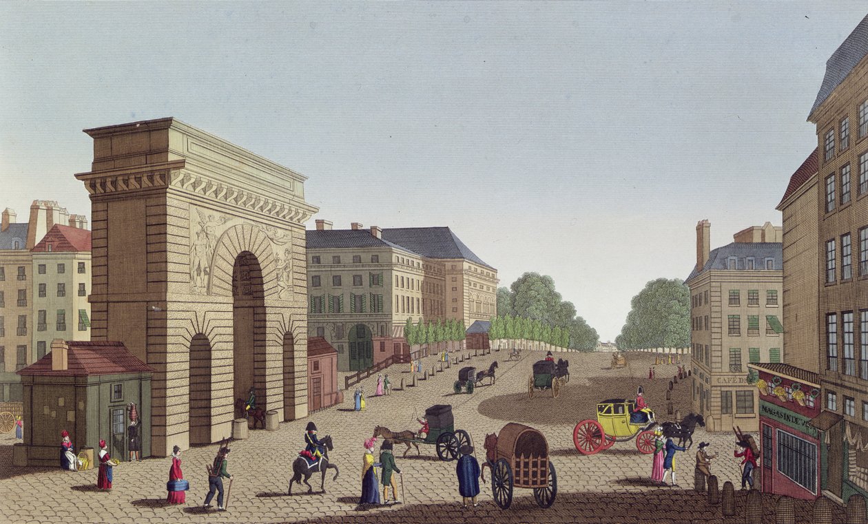 The Porte Saint Martin, c.1815-20 (barevná rytina) od Henri Courvoisier Voisin