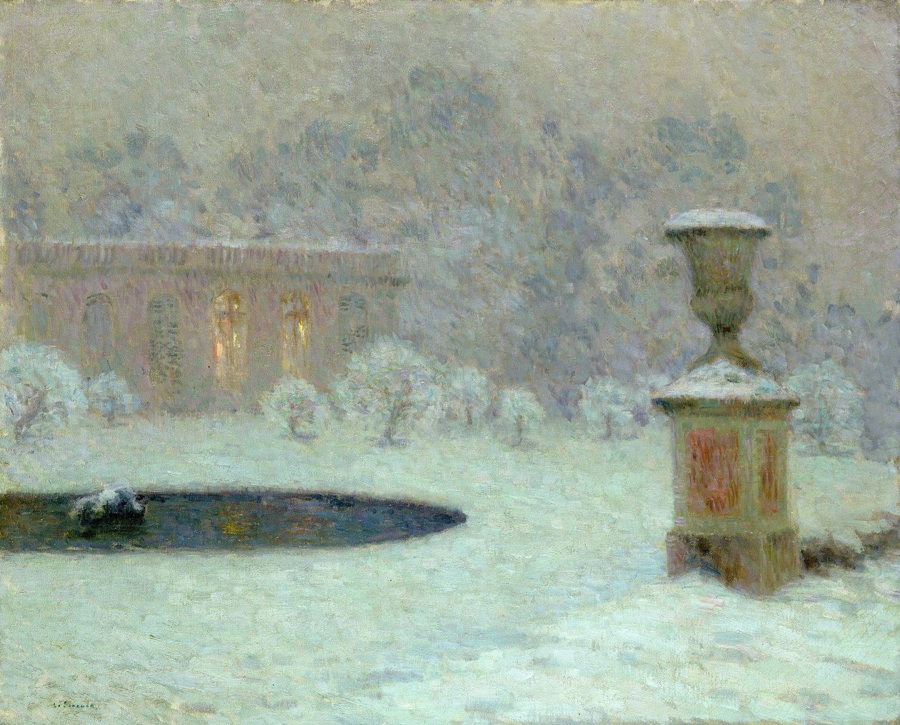 Trianon pod sněhem, kolem roku 1905 od Henri Eugene Augustin Le Sidaner