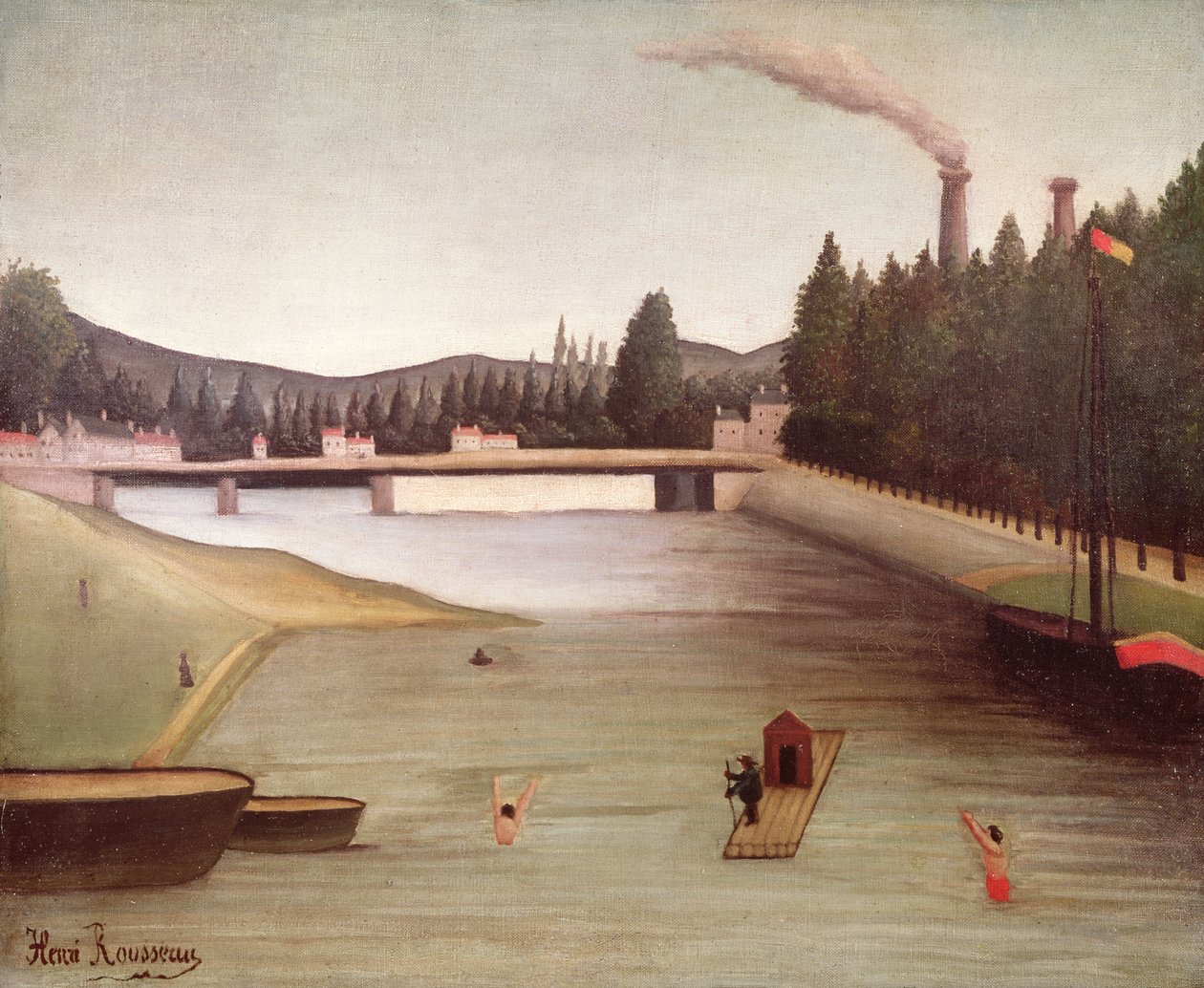 Koupání v Alfortville od Henri Rousseau
