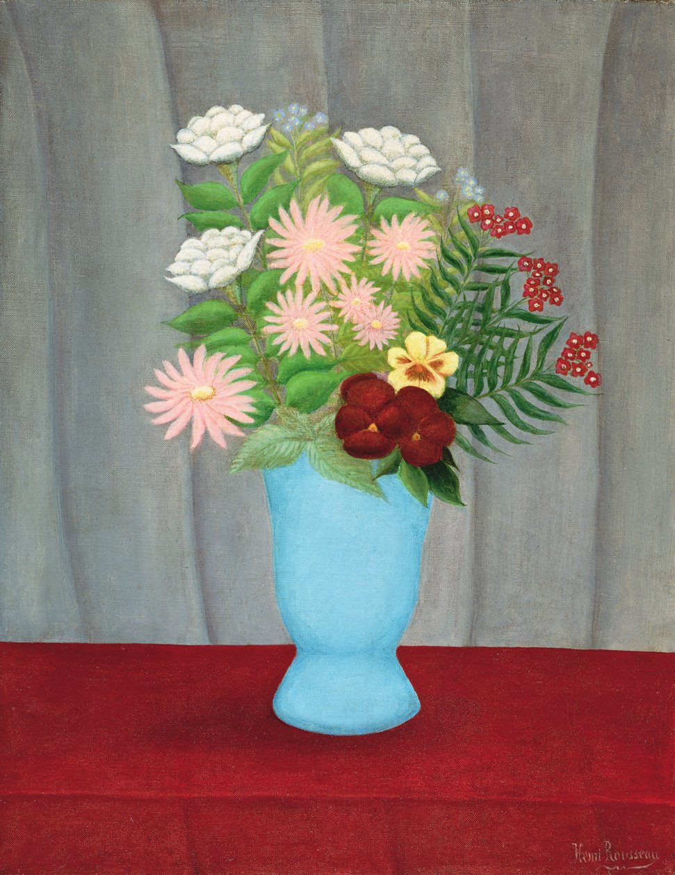 Zátiší květin v modré váze od Henri Rousseau