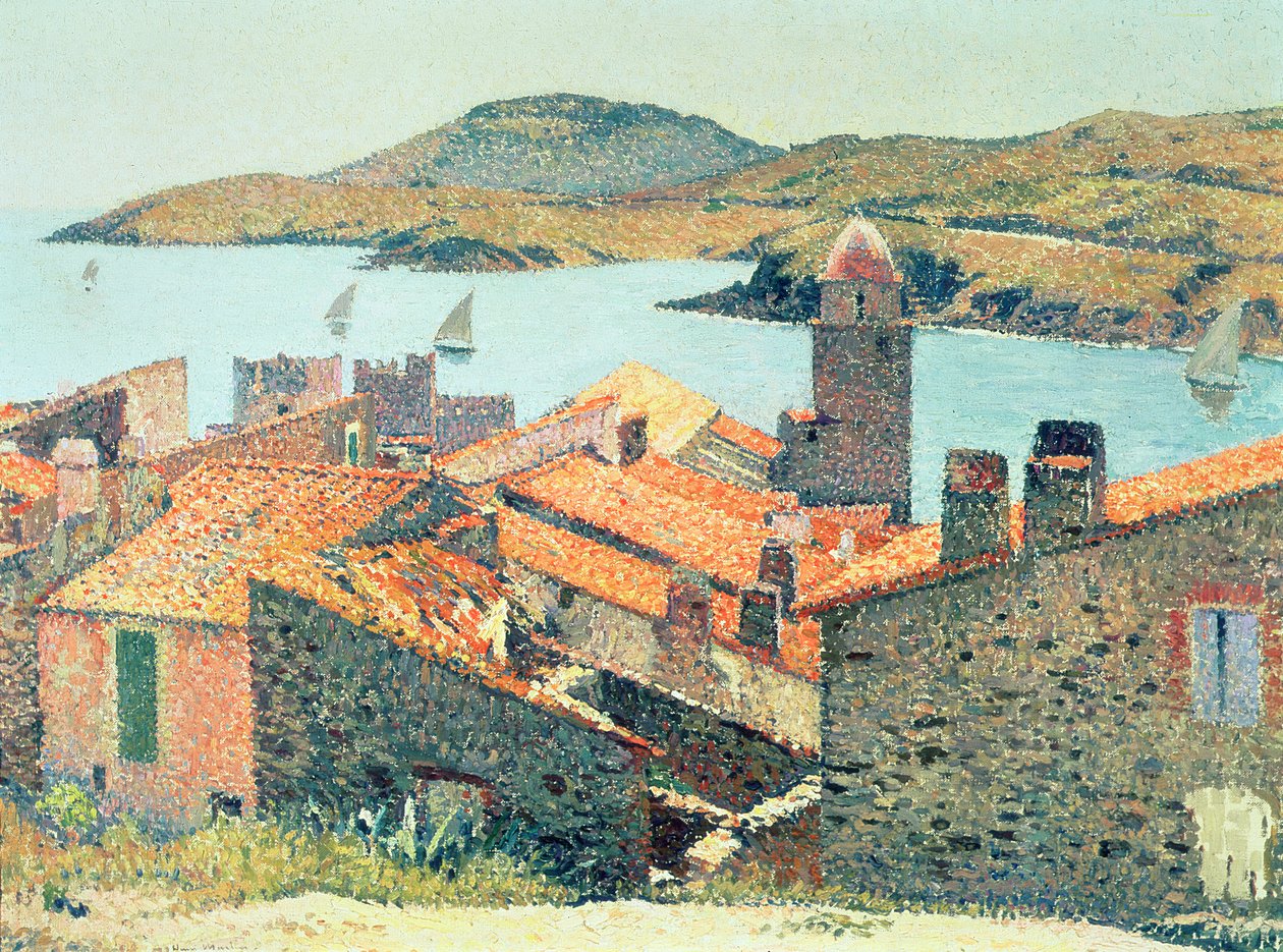 Červené střechy v Collioure od Henri Martin