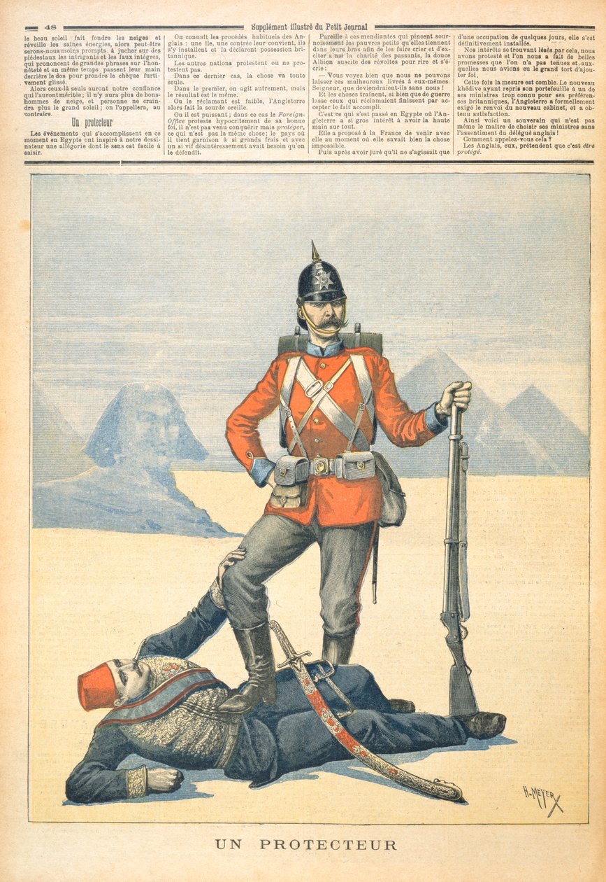 Velká Británie zobrazená jako ‚Ochránce‘ Egypta, karikatura z ‚Le Petit Journal‘, 11. února 1893 od Henri Meyer