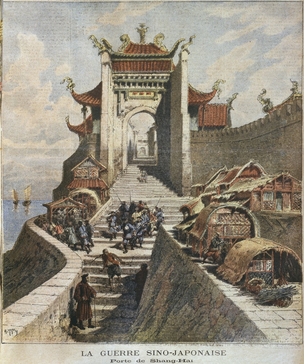 Čínsko-japonská válka, Šanghajská brána, ilustrace z 