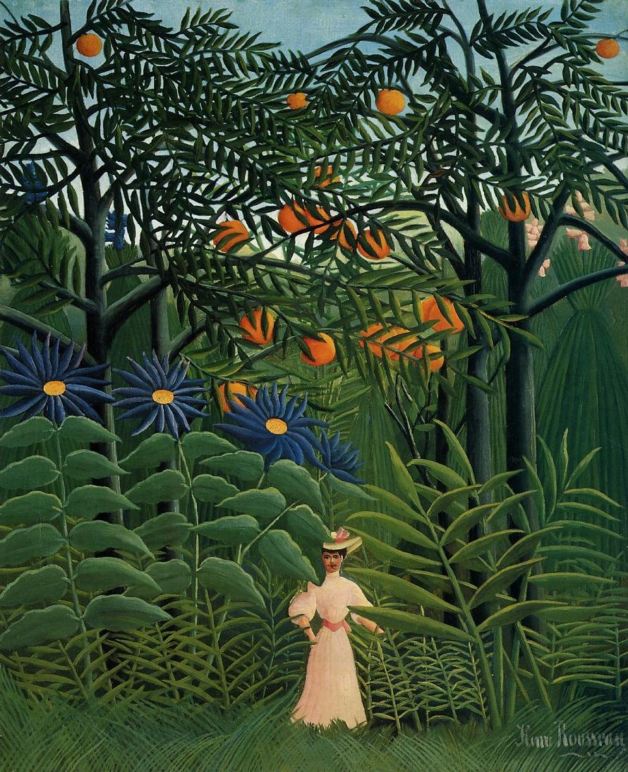 Žena procházející exotickým lesem od Henri Rousseau