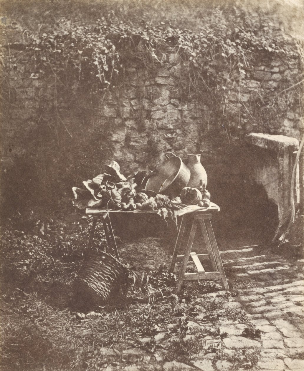 Zátiší- kotel, džbán a zelenina na podstavci od Henri Victor Regnault
