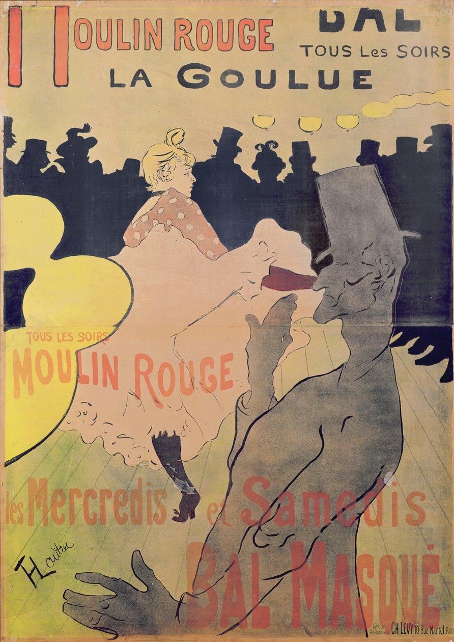 Plakát s reklamou „La Goulue“ v Moulin Rouge, 1891 od Henri de Toulouse Lautrec
