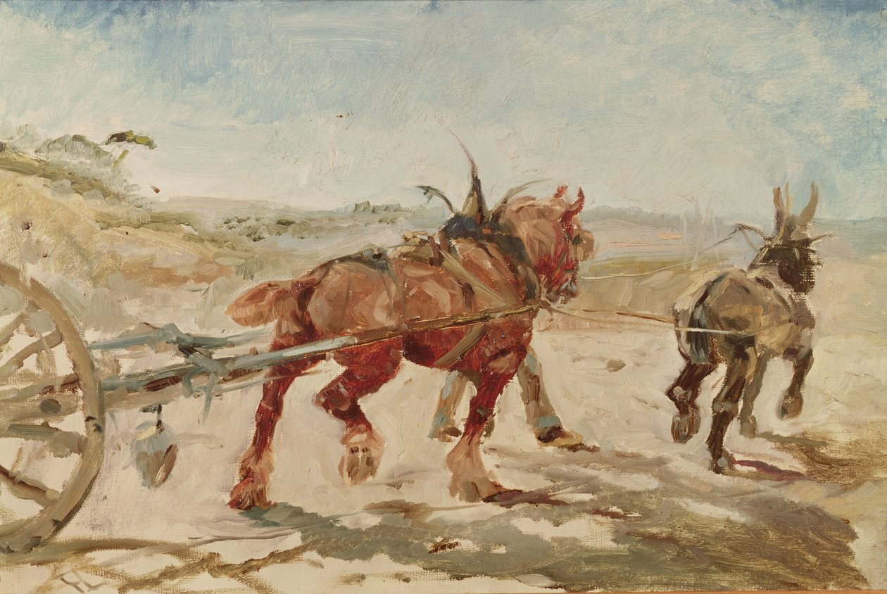 Tým koní v postroji od Henri de Toulouse Lautrec