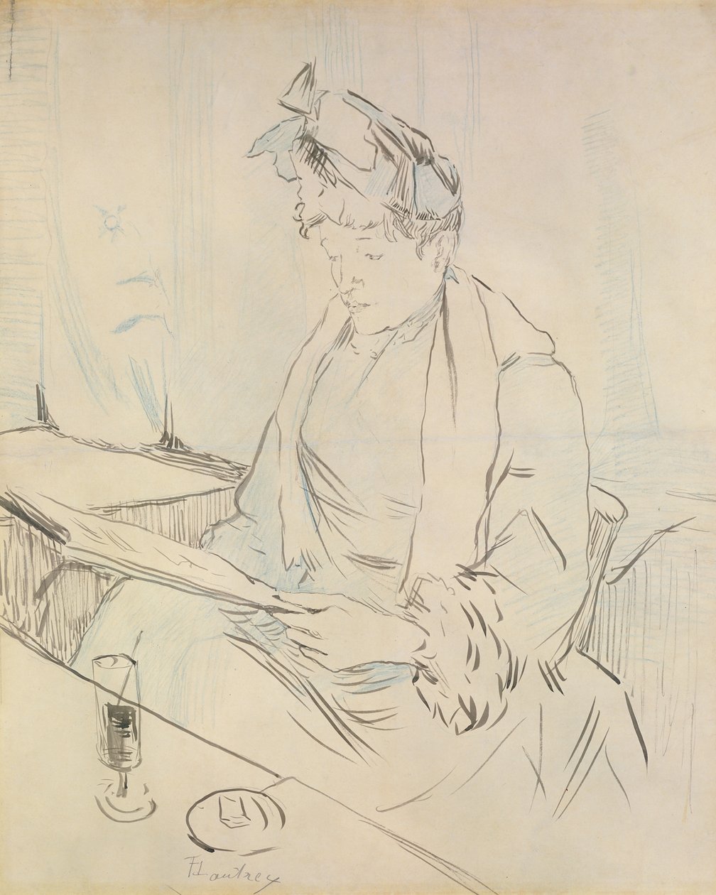 V kavárně (tužka a inkoust na papíře) od Henri de Toulouse Lautrec