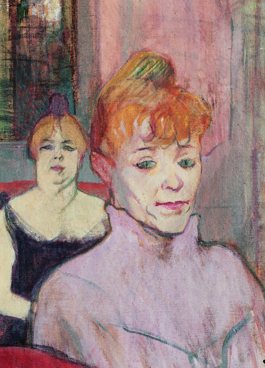 V Salonu Rue des Moulins detail popředí, hlavy dvou žen, 1894 olej na plátně od Henri de Toulouse Lautrec