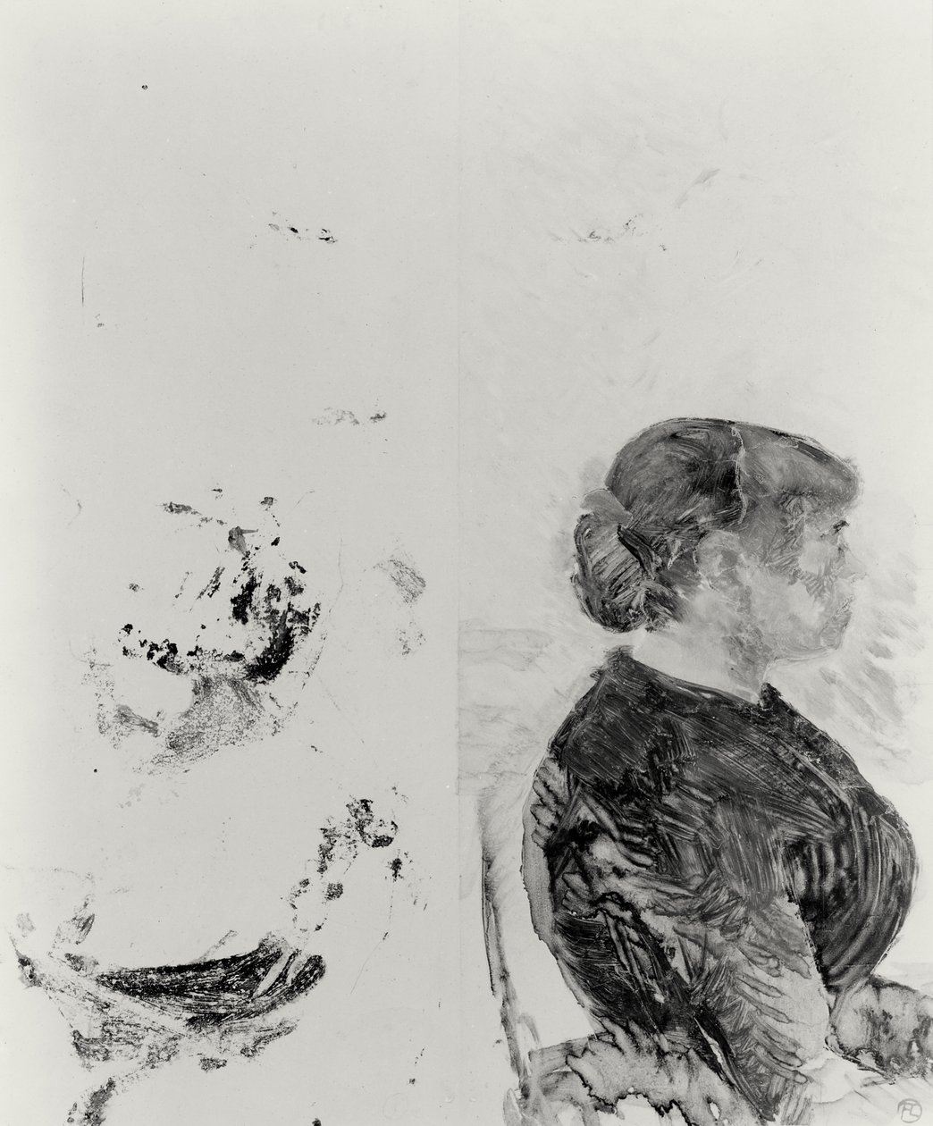 Studie pro dělostřelce a jeho ženu, 1886 (monotyp) od Henri de Toulouse Lautrec