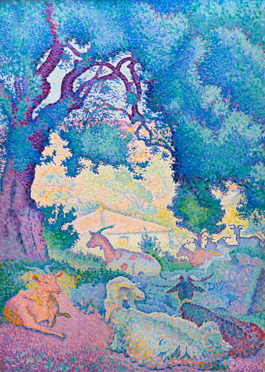 Krajina s kozami od Henri Edmond Cross