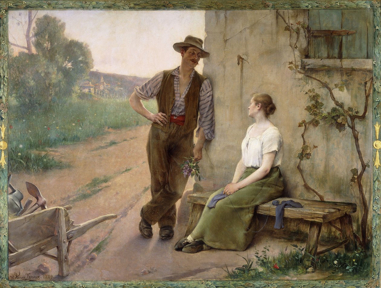 Selský pár na hospodářském dvoře, 1889 od Henri Adrien Tanoux