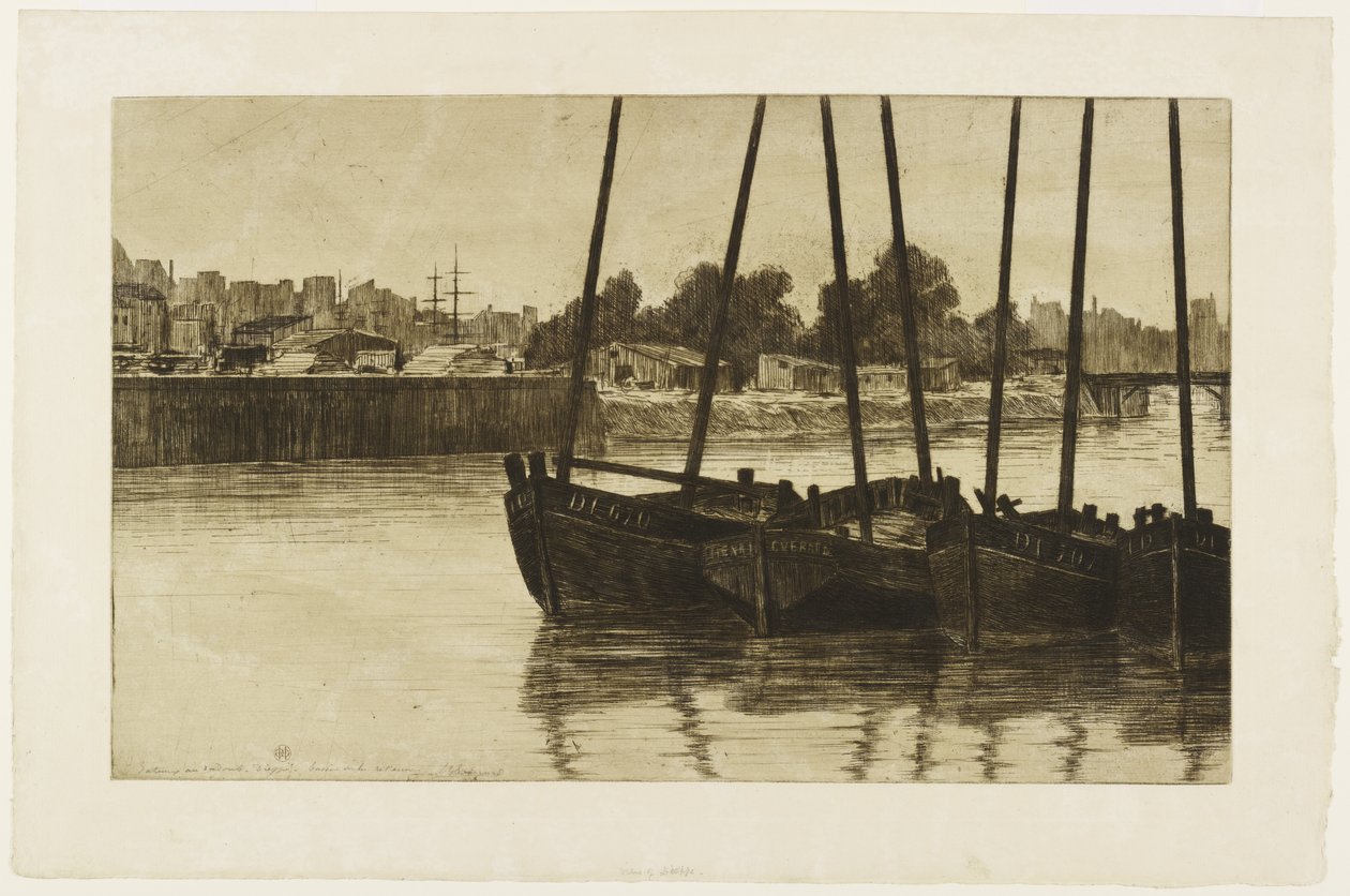 Lodě v Radoubu, Dieppe od Henri Charles Guérard