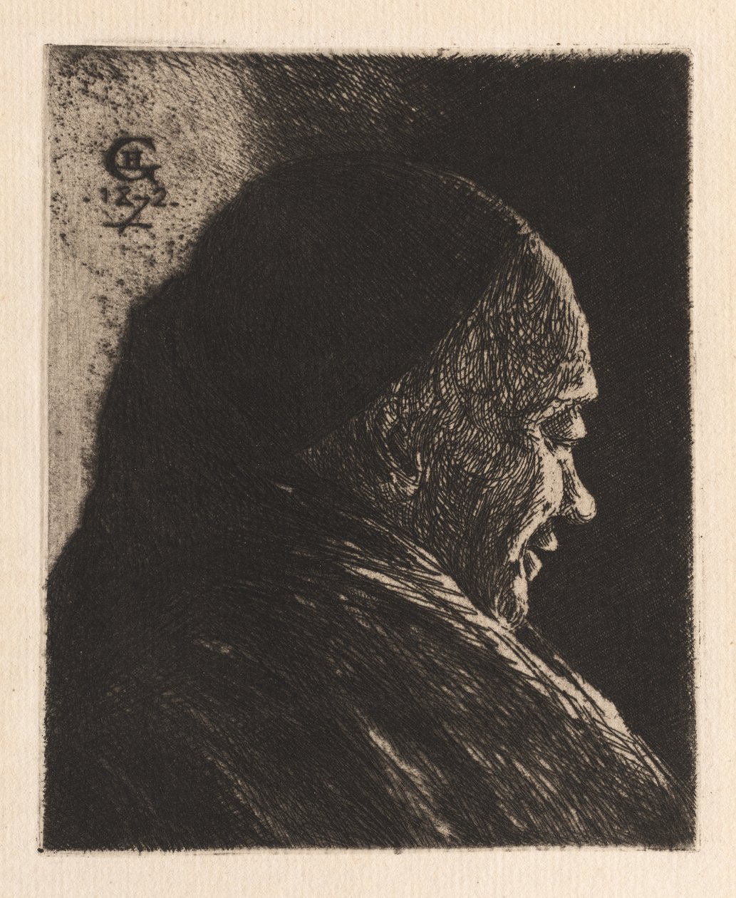 Hlava starého muže, 1872. od Henri Charles Guérard