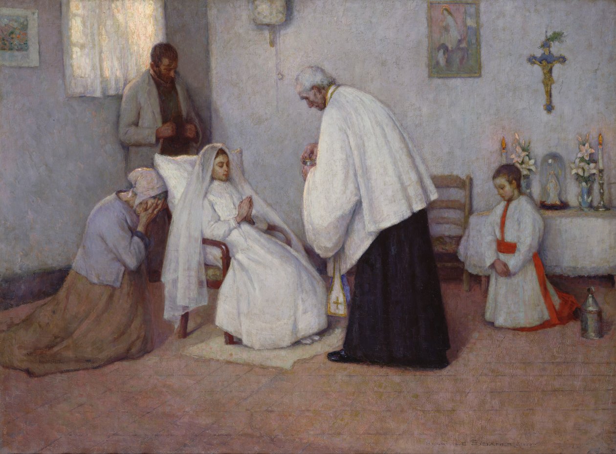 přijímání v Extremis, 1889 od Henri Eugene Augustin Le Sidaner