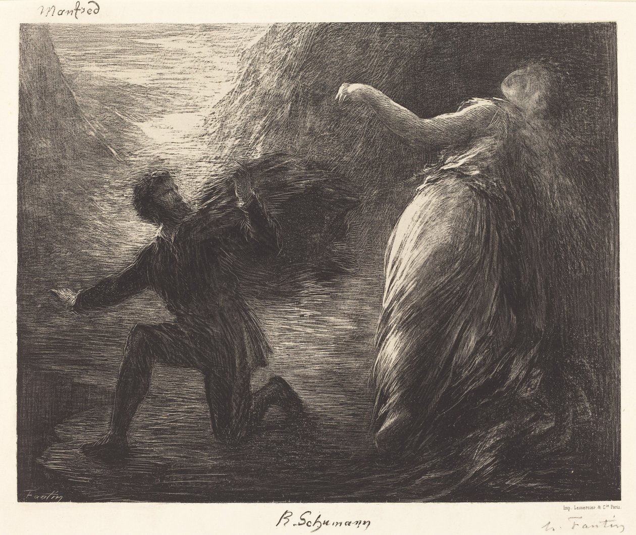 Manfred a Astarte (1. deska) od Ignace Henri Jean Fantin Latour