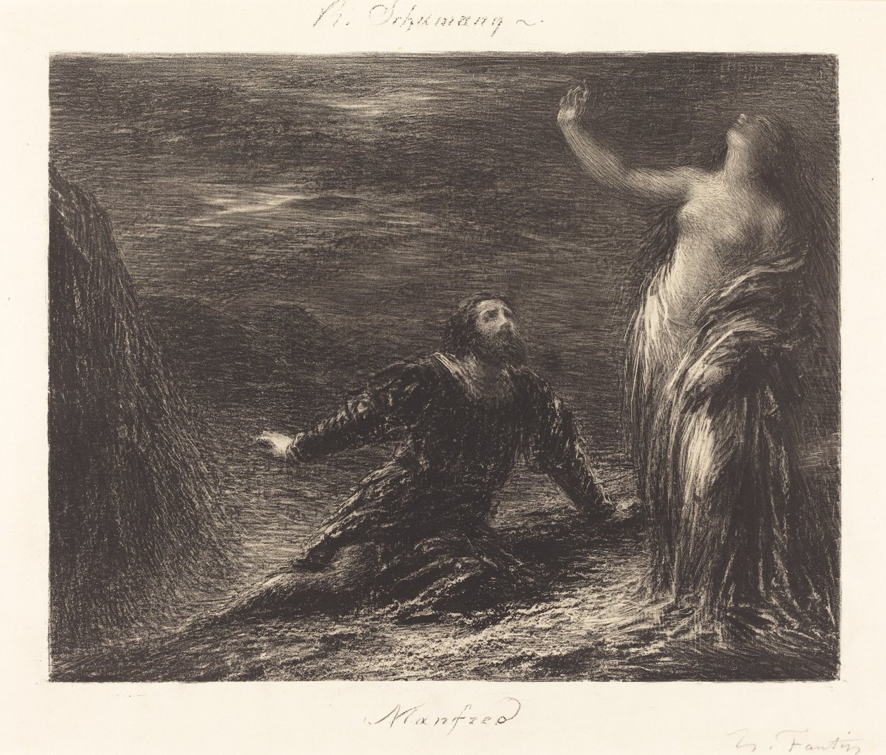 Manfred a Astarte (2. deska) od Ignace Henri Jean Fantin Latour