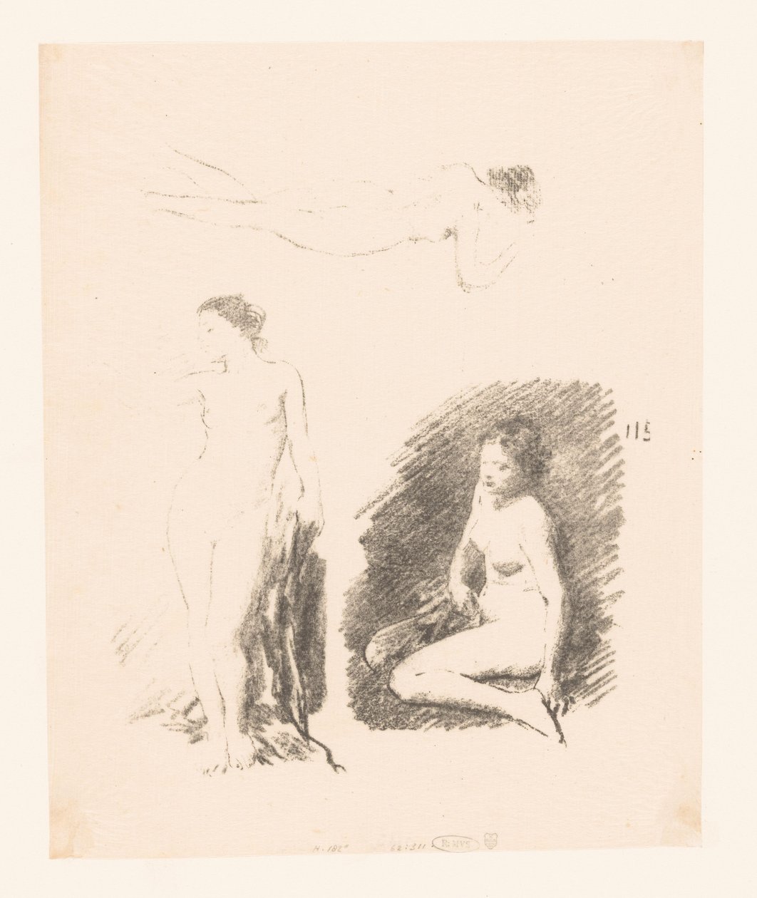 Studijní list se třemi nahými ženami od Ignace Henri Jean Fantin Latour