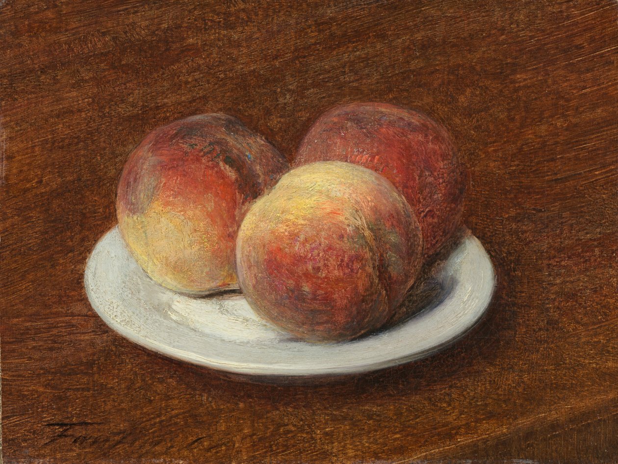 Tři broskve na talíři od Ignace Henri Jean Fantin Latour