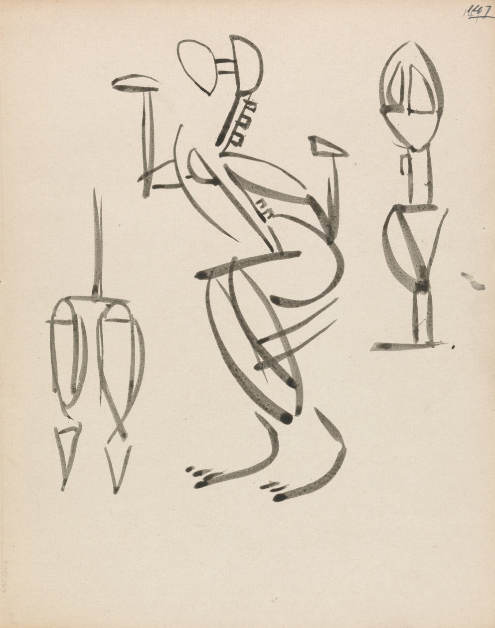 Studie tří figur od Henri Gaudier Brzeska