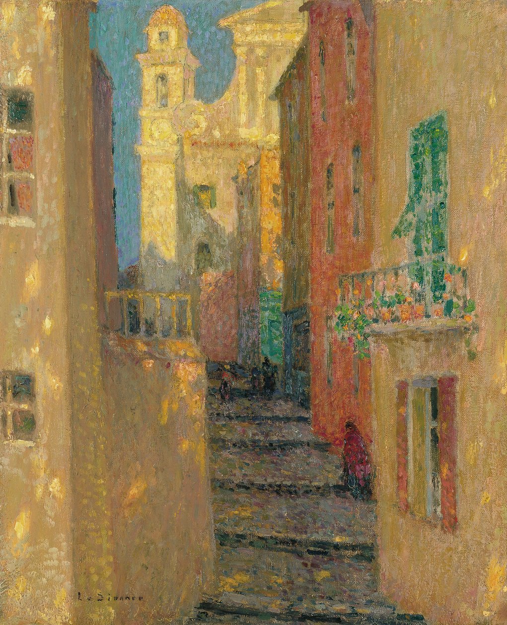 Rue de lEglise, Villefranche-sur-Mer, 1928 od Henri Le Sidaner