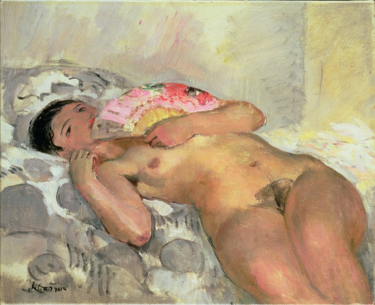 Nahá žena s ventilátorem od Henri Lebasque