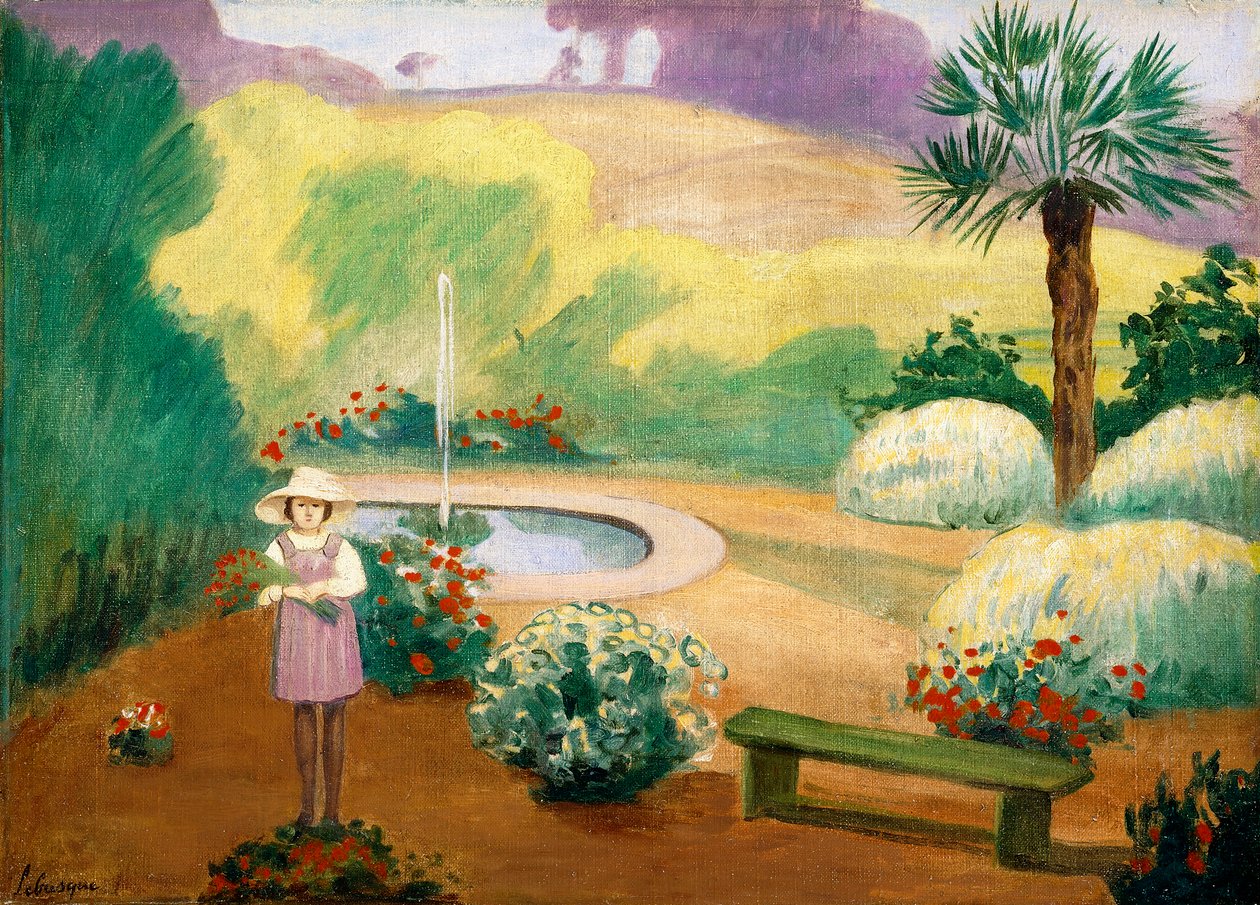 Mladá dívka poblíž fontány, od Henri Lebasque