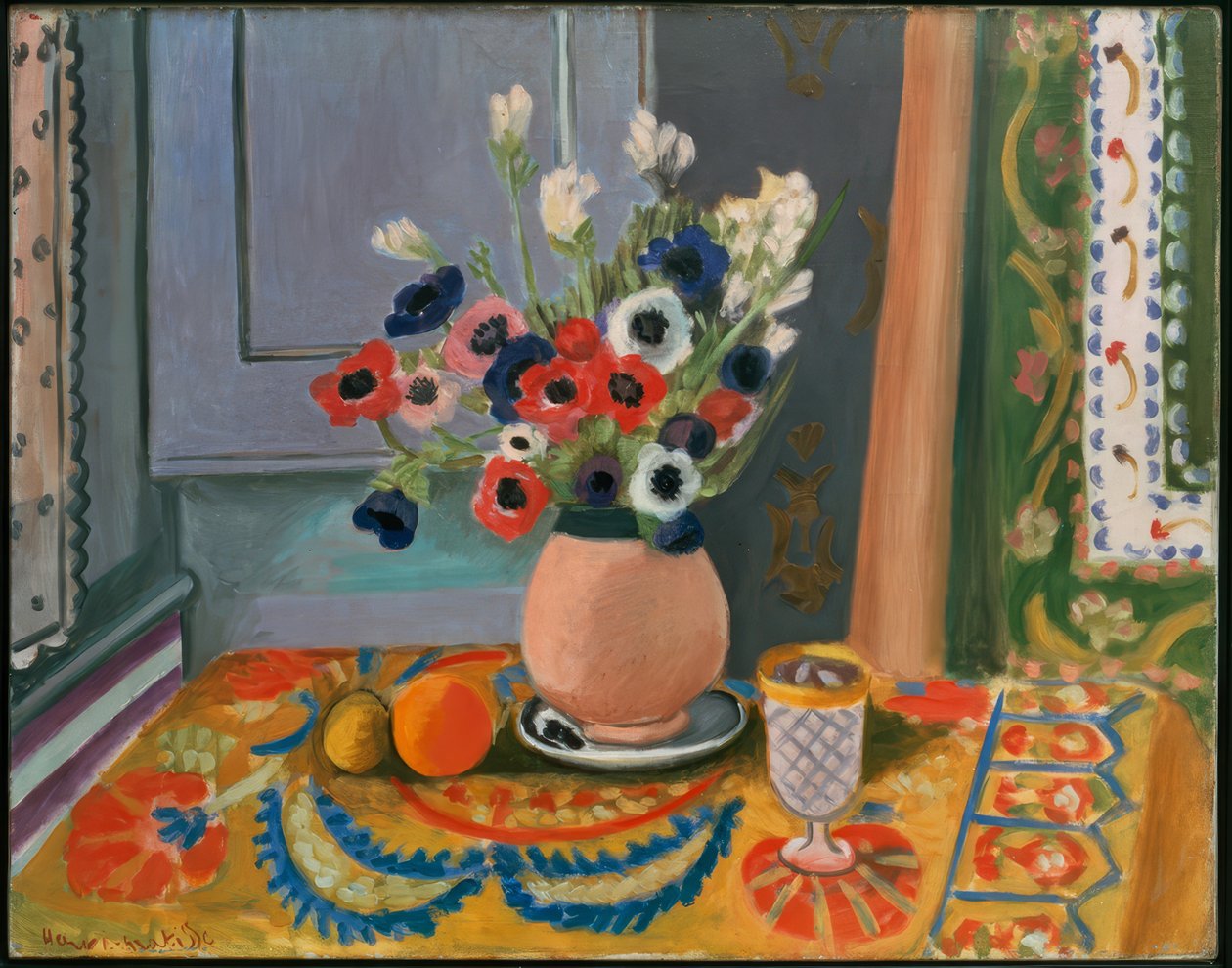 Sasanky v kameninové váze od Henri Matisse