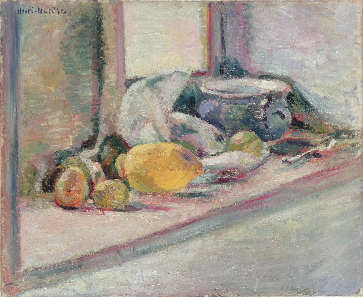 Modrý květináč a citron od Henri Matisse