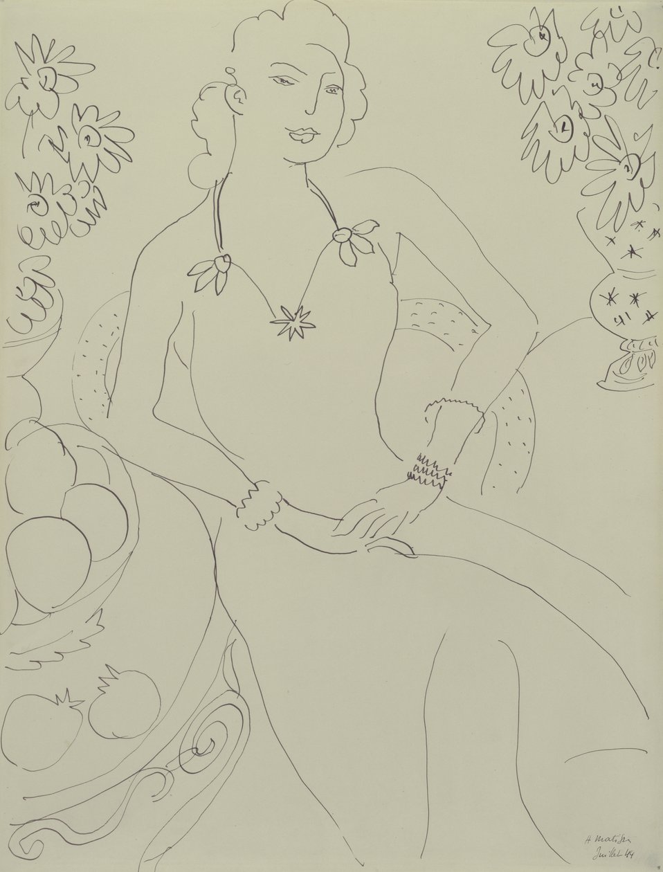 Kresba sedící ženy od Henri Matisse