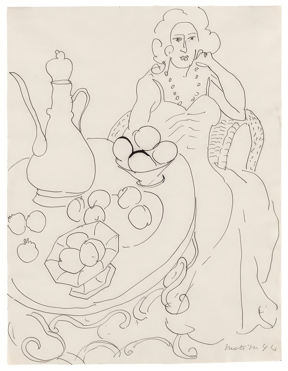 Sedící žena před servírovacím stolem od Henri Matisse