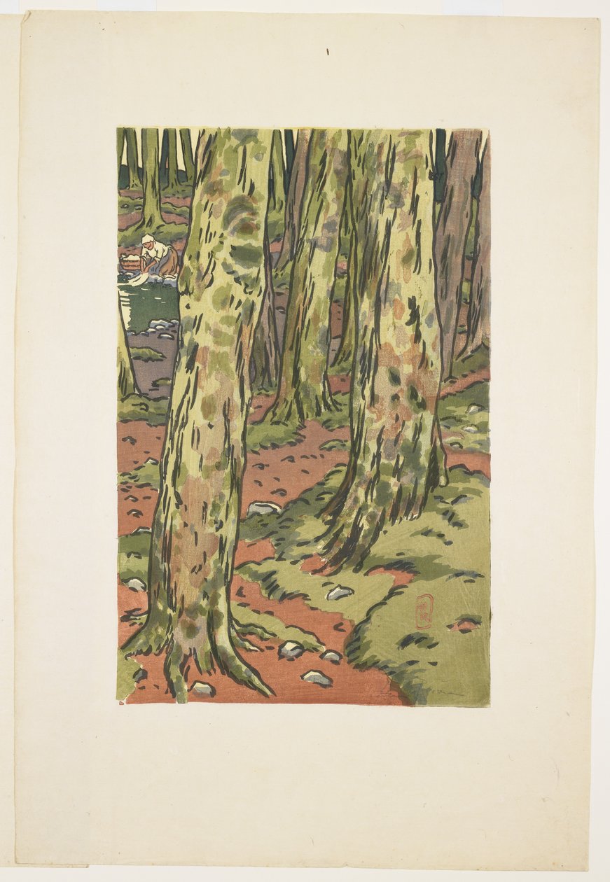 Prádelna v lese v Loguivy od Henri Rivière
